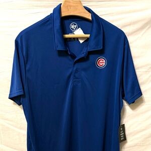 Chicago Cubs '47 Brand Blue Embroidered Three Button Polo Shirt size Men's XL